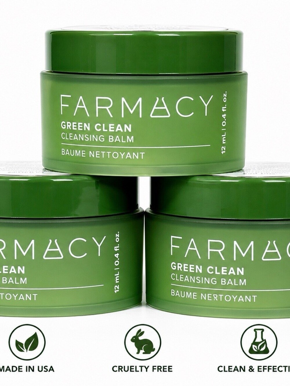 Farmacy Green Clean Cleansing Balm Mini 12mL 0.4 oz Travel Size Set of 3 New